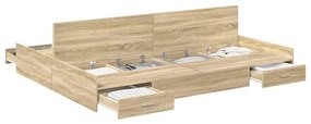 vidaXL Κρεβάτι με αποθηκευτικό χώρο Sonoma Δρυς 135 x 190 cm