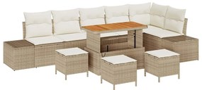 vidaXL Σετ Καναπέ Κήπου με μαξιλάρι 9 pcs Μπεζ, Κρέμα 110 x 55 x 71 εκ