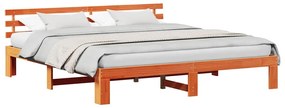 vidaXL Σκελετός Κρεβατιού Καφέ 200 x 200 cm Μασίφ ξύλο πεύκου