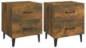 vidaXL Κομοδίνα 2 τεμ. Καπνιστή Δρυς 40 x 35 x 47,5 εκ.
