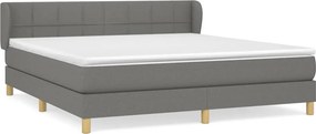 vidaXL Κρεβάτι Boxspring με Στρώμα Σκούρο Γκρι 180x200 εκ Υφασμάτιν