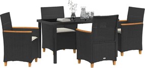 vidaXL Σέτ φαγητού για κήπο 5 pcs Μαύρο συνθετικό ρατάν