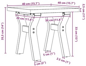 Τραπεζάκι Σαλονιού Πλαίσιο Y Μασίφ Πεύκο/Χυτοσίδηρος - Καφέ