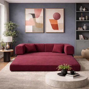 Compressed Nextdeco τριθέσιος καναπές-κρεβάτι μπορντώ 200x100x75εκ.