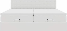 VidaXL Οθωμανικό κρεβάτι με στρώματα Λευκό 180x200cm Faux Leather