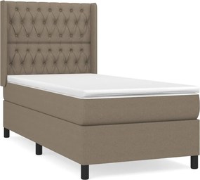 vidaXL Κρεβάτι Boxspring με Στρώμα Taupe 90x190 εκ.Υφασμάτινο