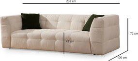 Τριθέσιος Καναπές Μπεζ CADY 235x100x72