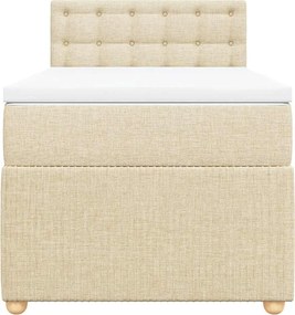 vidaXL Κρεβάτι Boxspring με Στρώμα Κρεμ 90x200 εκ.Υφασμάτινο