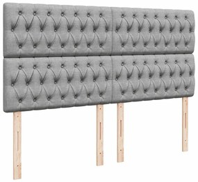 Κρεβάτι Boxspring με Στρώμα Ανοιχτό Γκρι 180x200 εκ. Υφασμάτινο - Γκρι