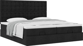 vidaXL Οθωμανικό κρεβάτι με στρώματα Μαύρο 160x200cm Ύφασμα