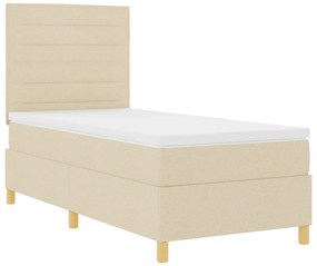 vidaXL Box Spring Κρεβάτι με Στρώμα & LED Κρεμ 100x200 εκ. Ύφασμα