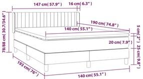 vidaXL Κρεβάτι Boxspring με Στρώμα Σκούρο Γκρι 140x190 εκ. Υφασμάτινο