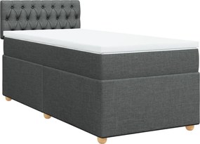 vidaXL Κρεβάτι Boxspring με Στρώμα Σκούρο Γκρι 90x200 εκ. Υφασμάτινο