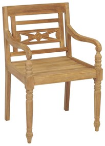 vidaXL Καρέκλες Batavia 2 τεμ. από Μασίφ Ξύλο Teak με Μπλε Μαξιλάρια
