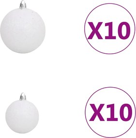 vidaXL Χριστ. Δέντρο Προφωτισμένο Τεχνητό Μπάλες Λευκό 240εκ