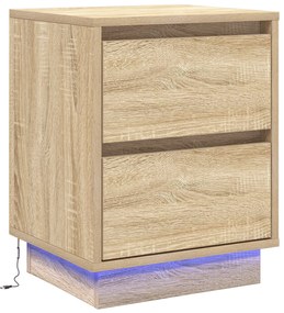 vidaXL Κομοδίνα με LED Φωτάκια 2 τεμ Σομόνα Δρυς 39x34.5x50 εκ.