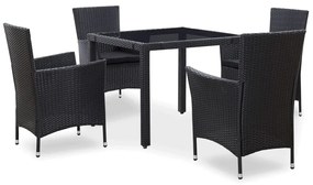 vidaXL Σετ Τραπεζαρίας Εξωτερικού Χώρου 5 τεμ. Μαύρο Συνθετικό Ρατάν