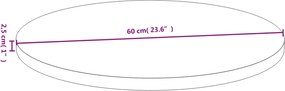 vidaXL Επιφάνεια Τραπεζιού Ø60x2,5 από Μπαμπού