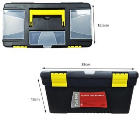 Πλαστική Εργαλειοθήκη με Κλιπ Ασφαλείας – 38cm x 18cm x 18,5cm G-715 - Plastic Tool Storage