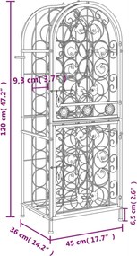 vidaXL Ραφιέρα Κρασιών 41 Μπουκ. Μαύρη 45x36x120 εκ. Σφυρήλατο Σίδερο