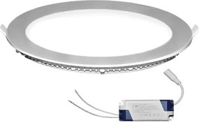 Led panel χωνευτό ασημί στρογγυλό 25W 230V 3000k θερμό λευκό φως 1800lm με τροφοδοτικό