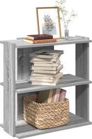 vidaXL Βιβλιοθήκη 3 Επιπέδων Γκρι Sonoma 60x30x60 εκ. Επεξεργ. Ξύλο