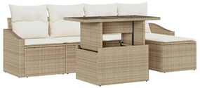 vidaXL Σετ Καναπέ Κήπου με μαξιλάρι 6 pcs μπεζ και κρεμ