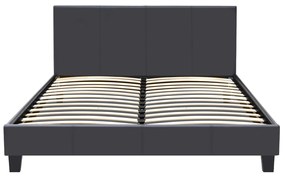 Κρεβάτι Flat Megapap από τεχνόδερμα χρώμα μαύρο ματ 160x200εκ.