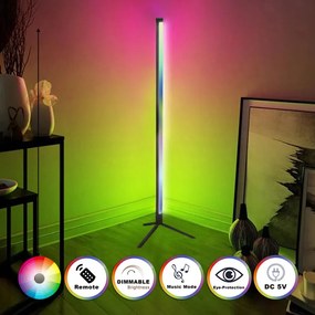 Φωτιστικό δαπέδου RGB LED Space Megapap με ασύρματο χειριστήριο χρώμα μαύρο Ø25x112εκ.-GP054-0001,1