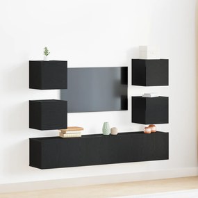 vidaXL Ντουλάπι TV 6 pcs Μαύρο 160 x 30 x 30 εκ. Επεξεργασμένο ξύλο