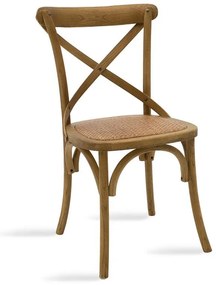 Reid chair walnut-chair brown rattan 45x55x87 εκ.