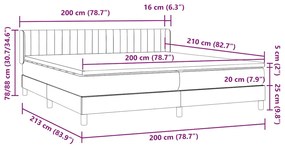 Κρεβάτι Boxspring με Στρώμα Σκούρο Γκρι 200x210 εκ. Βελούδινο - Γκρι