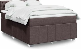 vidaXL Κρεβάτι Boxspring με Στρώμα Σκούρο Καφέ 140x190 εκ. Υφασμάτινο