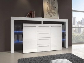 Σιφονιέρα Nashville 106, Γυαλιστερό λευκό, Άσπρο, Με συρτάρια και ντουλάπια, Αριθμός συρταριών: 4, 94x170x45cm, 76 kg | Epipla1.gr