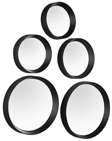 Καθρέπτης Τοίχου Στρογγυλός Lia (Σετ 5Τμχ) 1340102 Black Mirrors &amp; More Plastic, Glass