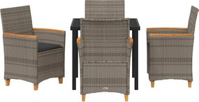 vidaXL Σέτ φαγητού για κήπο 5 pcs Γκρι συνθετικό ρατάν