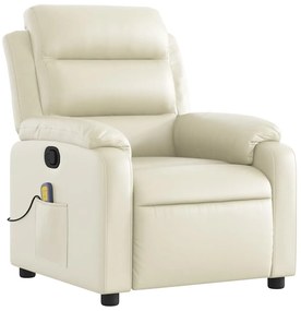 vidaXL Πολυθρόνα Μασάζ Ανακλινόμενη Κρεμ από Συνθετικό Δέρμα