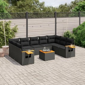 vidaXL Patio Sofa Set 7-θέσια Black