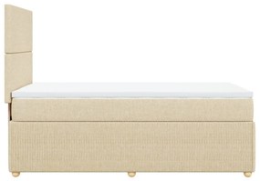 vidaXL Κρεβάτι Boxspring με Στρώμα Κρεμ 90x190 εκ.Υφασμάτινο