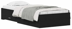 vidaXL Κρεβάτι με Συρτάρια Μαύρη δρυς 90 x 200 cm Επεξεργασμένο ξύλο