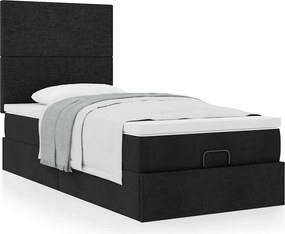 vidaXL Οθωμανικό κρεβάτι με στρώμα Μαύρο 100x200cm Ύφασμα