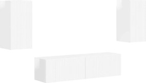 vidaXL Σετ επίπλου τηλεόρασης 4 pcs Υψηλής γυαλάδας λευκό