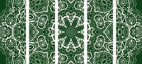 Εικόνα 5 μερών λευκό Mandala σε πράσινο φόντο - 200x100