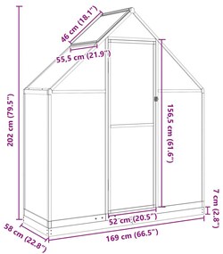 Θερμοκήπιο με Πλαίσιο Βάσης Πράσινο 169x58x202 εκ. Αλουμίνιο - Πράσινο