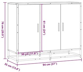 Sideboard καφέ δρυς 94x35x76 cm Κατασκευασμένο ξύλο - Καφέ