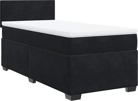 vidaXL Κρεβάτι Boxspring με Στρώμα Μαύρο 80 x 200 εκ. Βελούδινο