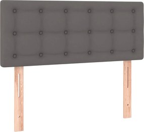 vidaXL Κρεβάτι Boxspring με Στρώμα Γκρι 120x190εκ. από Συνθετικό Δέρμα