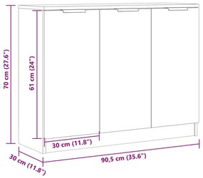 Μπουφές Αρτισιανή Δρυς 90,5x30x70 εκ. από Επεξεργασμένο Ξύλο - Καφέ