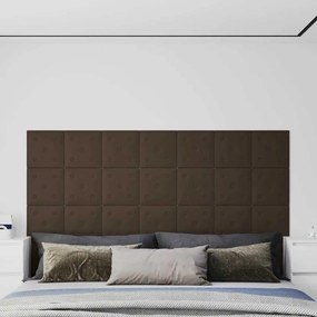 vidaXL Πάνελ Τοίχου 12 τεμ. Καφέ 30 x 30 εκ. 1,08 μ² Συνθετικό Δέρμα