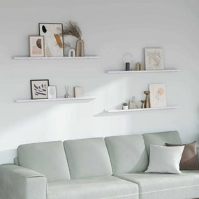 vidaXL Ράφι Τοίχου με ράφι 4 pcs Λευκό Μάρμαρο 115 x 9 x 3 cm